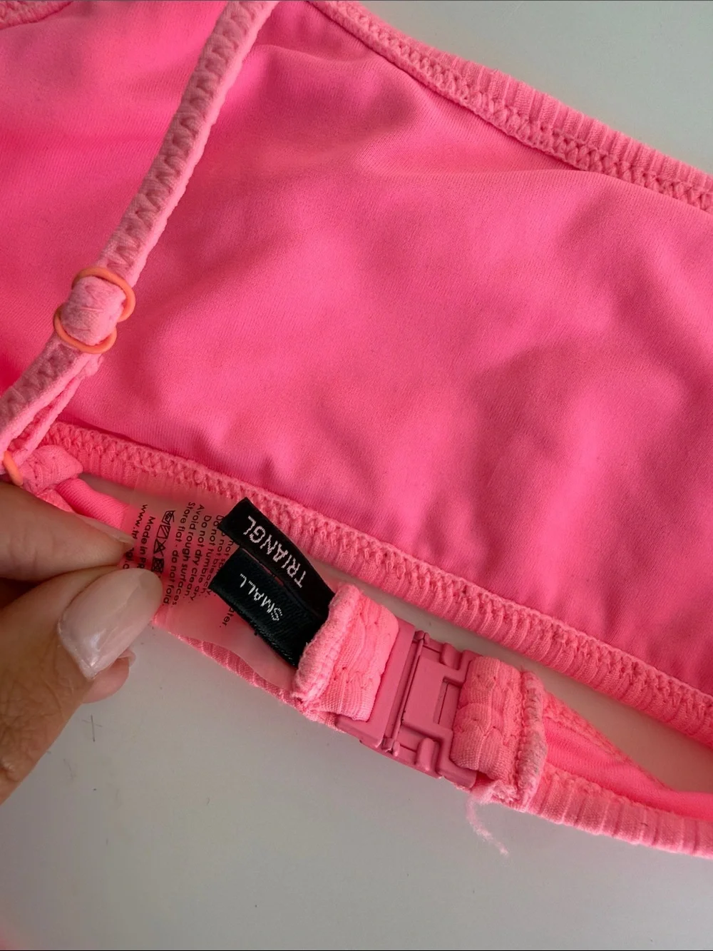 triangl swimwear Neon Pink Ribbed Bikini Set